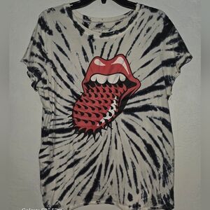 The Rolling Stones Black and White Tie-Dye Tee